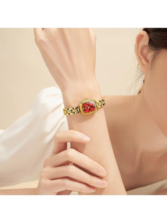 Women\'s Gold band /Red dial Diamond Fashion Elegant Chronograph Wrist Watch main image 6